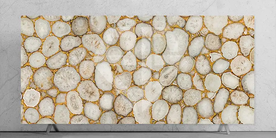 Crystal Agate With Golden Glitter Stone Slab