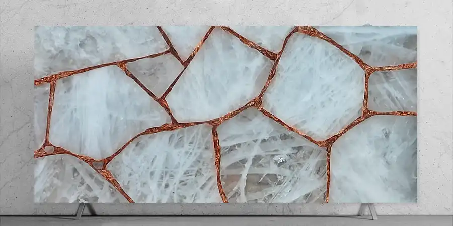 Crystal Quartz With Rose Gold Stone Slab