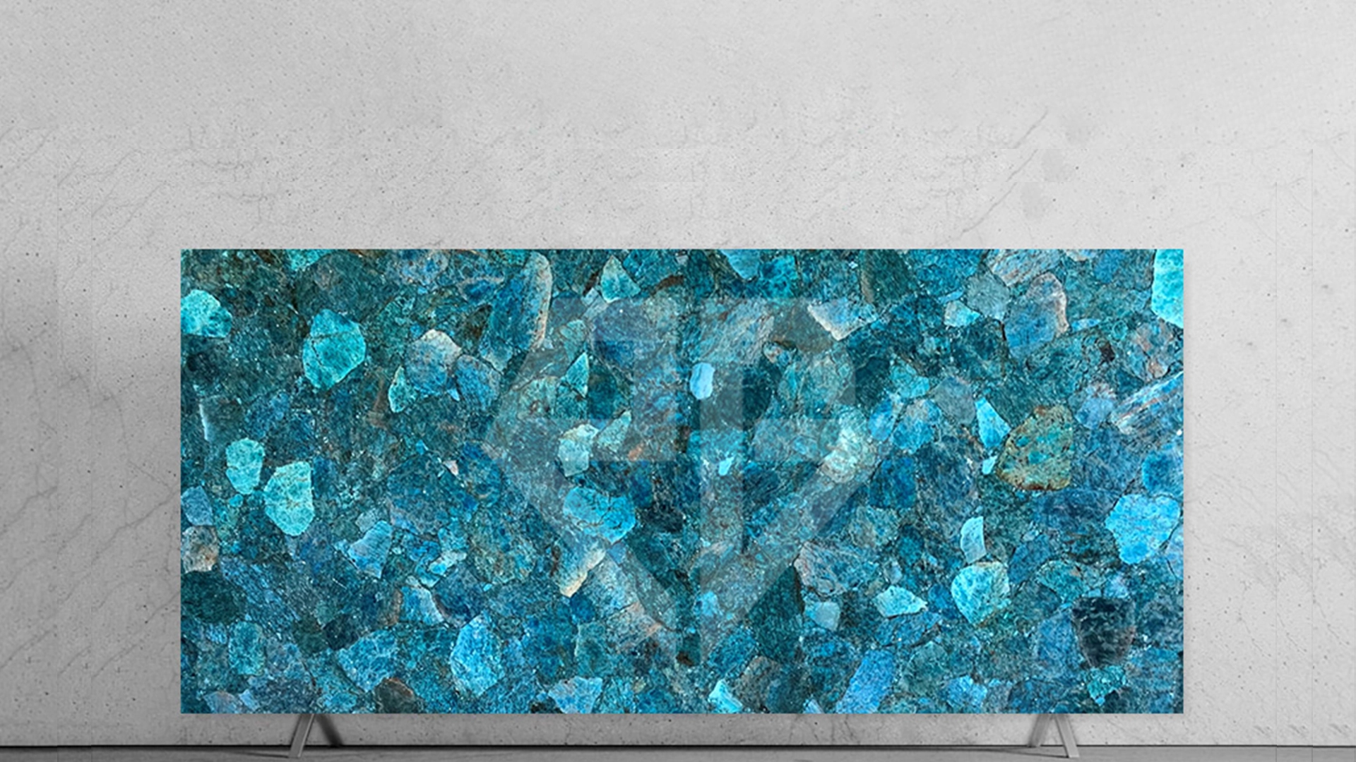 Large format Blue Apatite Semiprecious Gemstone Slab ready for cutting