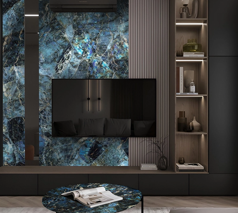 Labradorite Semiprecious Gemstone Slab for high-end cladding