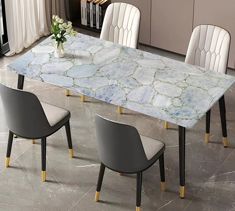 Calcite Blue Semiprecious Stone Slab backlit feature panel