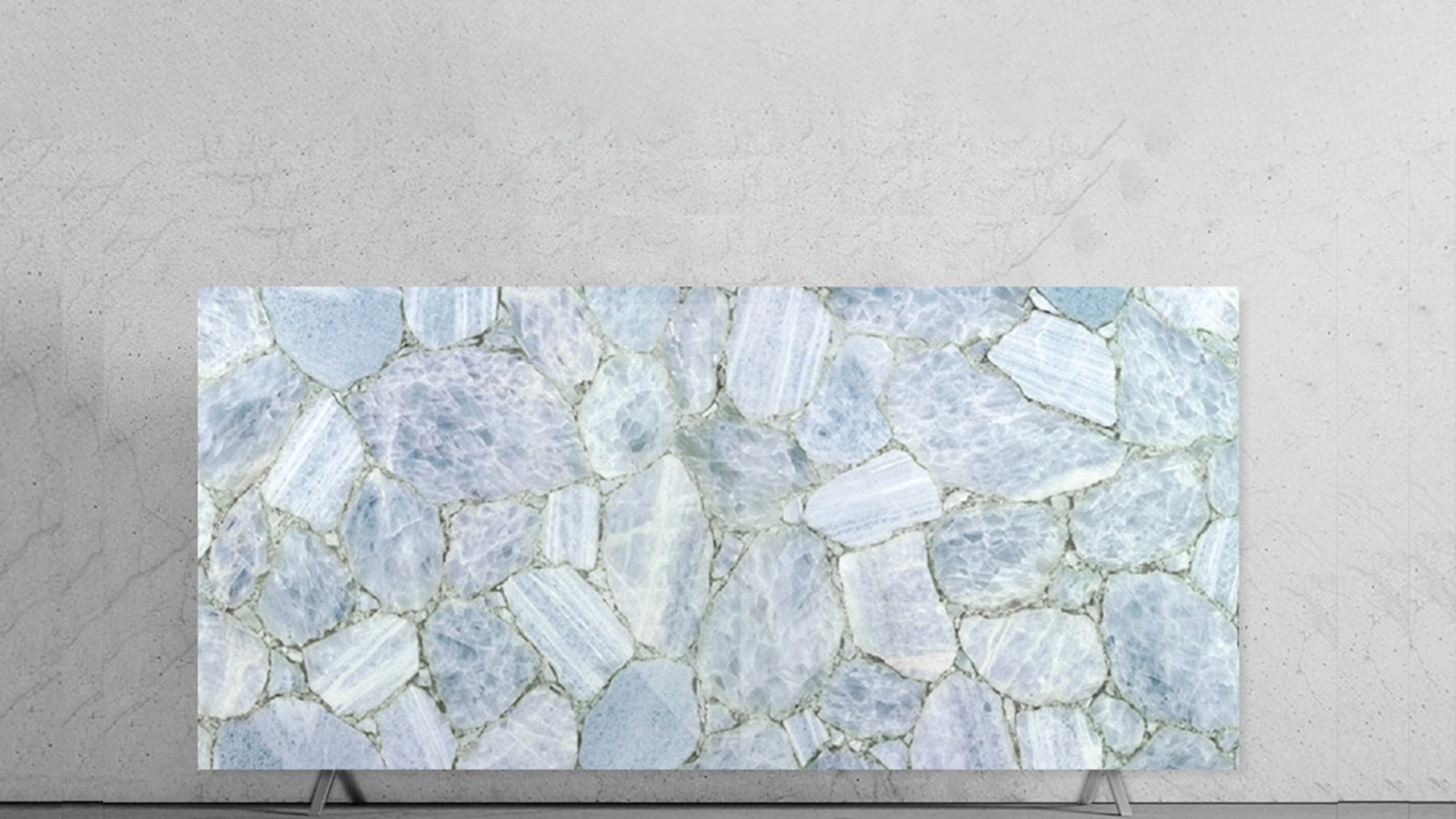 Calcite Blue Semiprecious Stone Slab for backlit feature wall