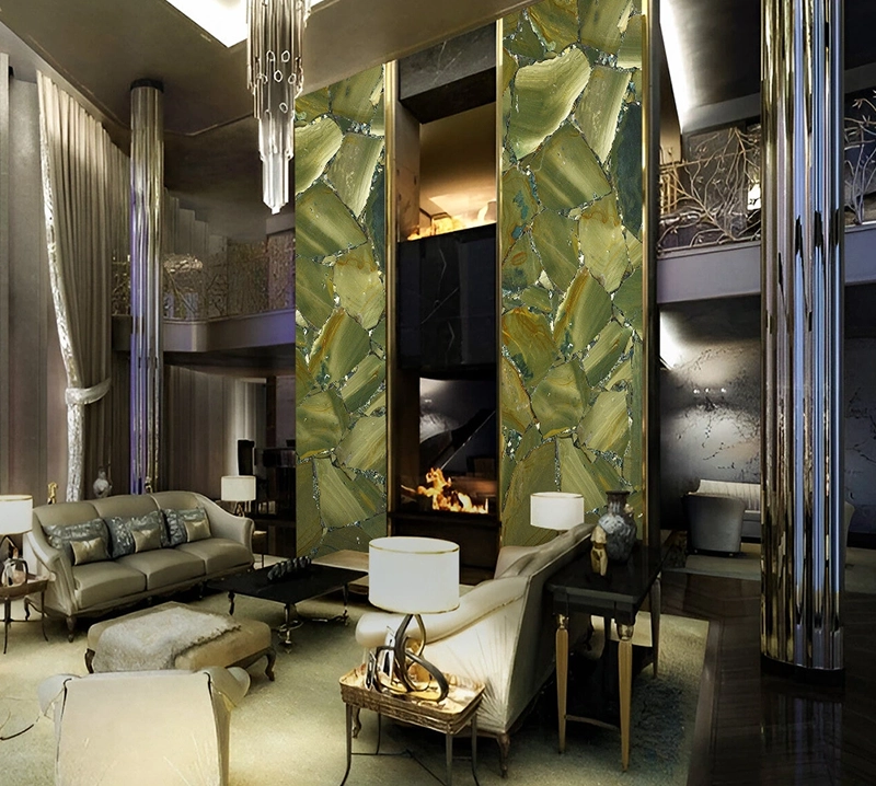 Green Jasper Semiprecious Stone Slab for high-traffic area
